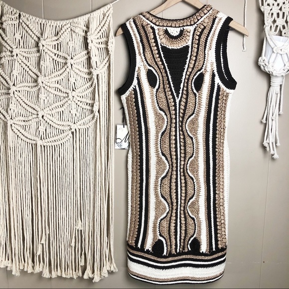 NWT Milly crochet gold and black tank dress M - Picture 2 of 8